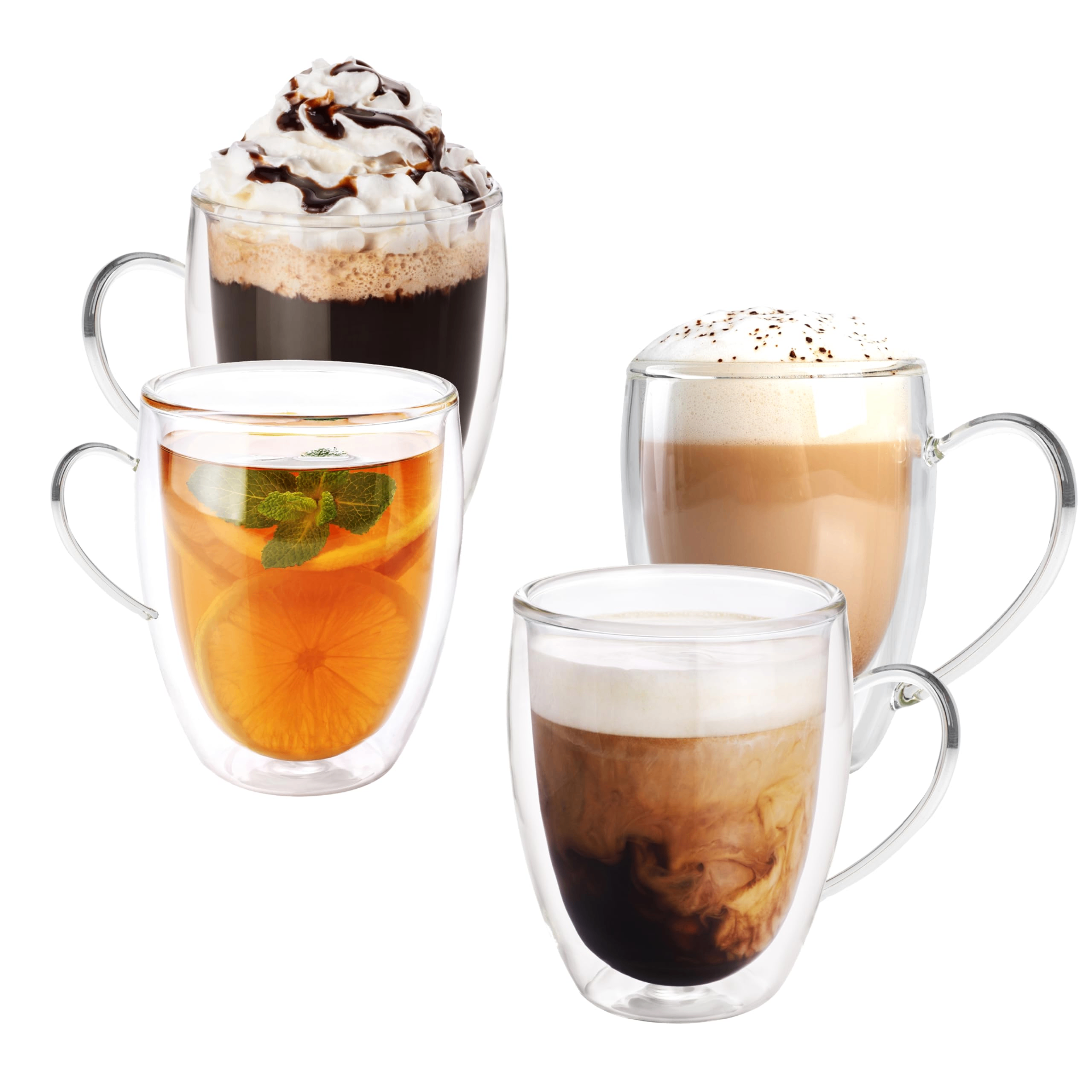 Kazomo double-wall coffee glasses, morning light